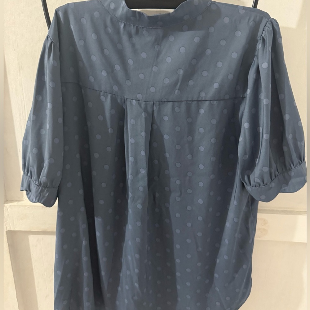 Faith and Joy Blue Polka Dot Blouse - Picture 2 of 5